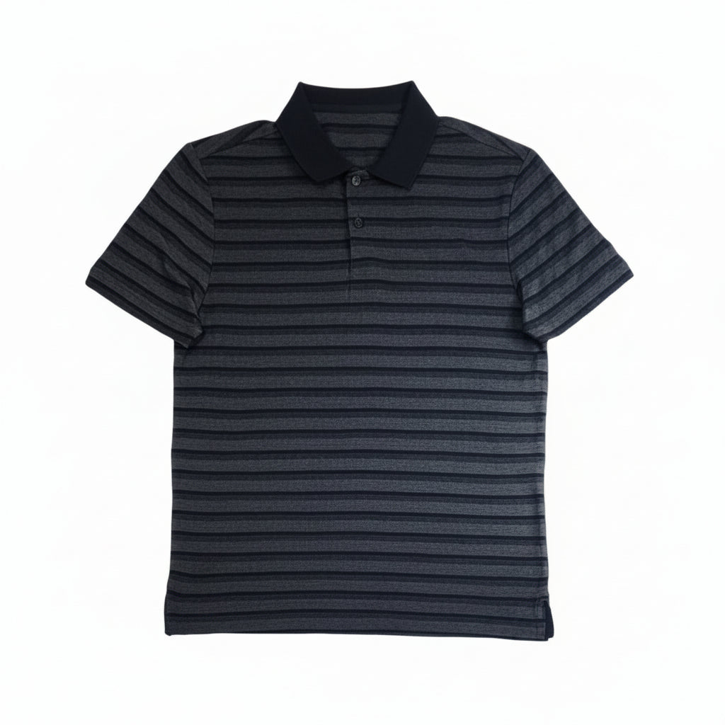 Playera Polo Calvin Klein Hombre — Negro Rayas Tono sobre Tono Talla M