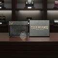 Cartera True Religion Brand Jeans Hombre — Billfold Negro con Logo Herradura Dorado