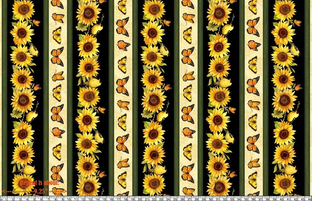 1/2 metro de Borde de Girasoles, Pájaros y Mariposas Colección Esplendor de Girasoles*