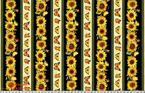 1/2 metro de Borde de Girasoles, Pájaros y Mariposas Colección Esplendor de Girasoles*