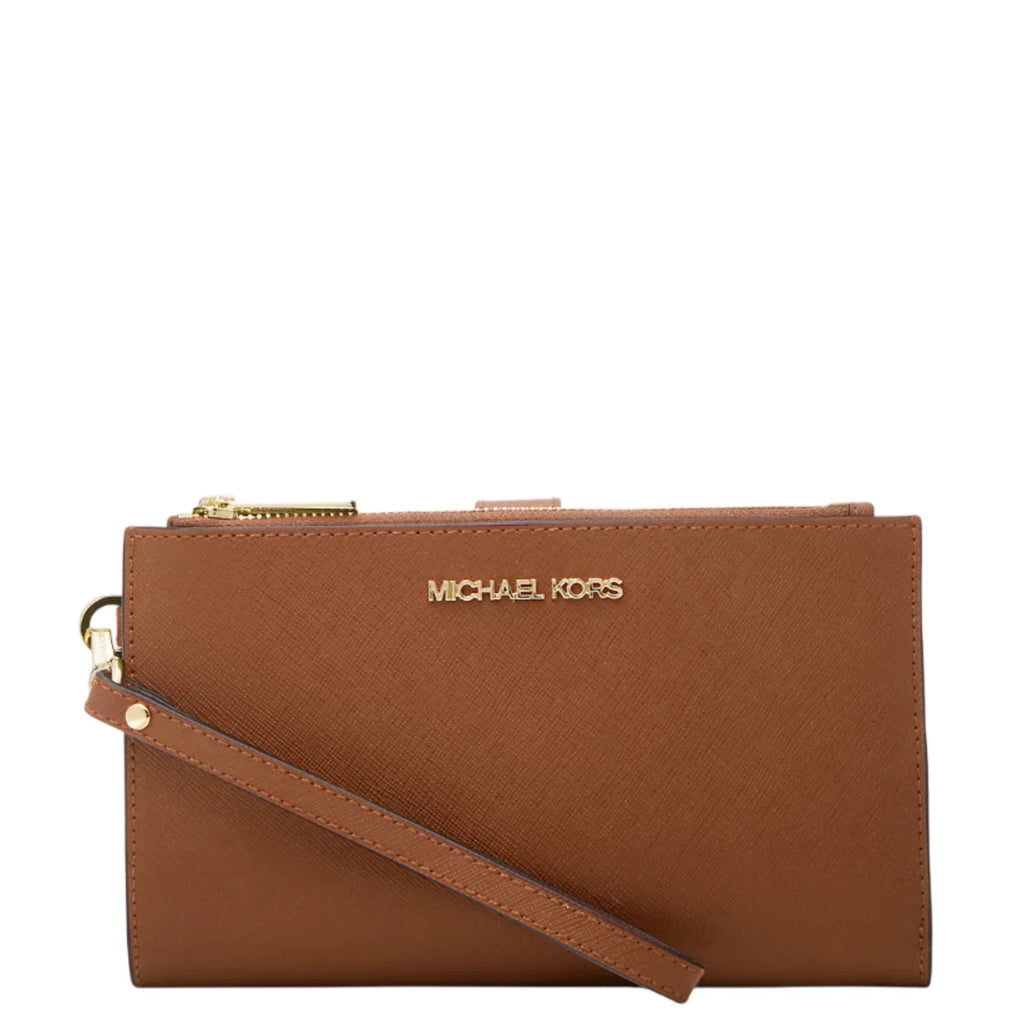 Michael Kors Jet Set Large Leather Smartphone Wristlet Wallet Brown