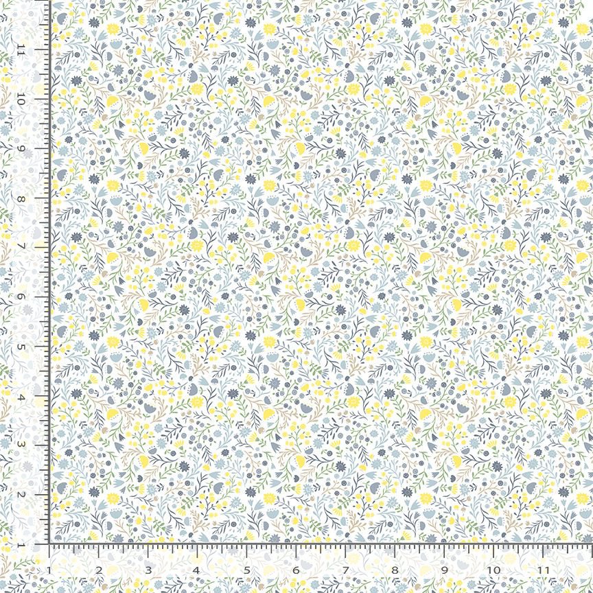 1/2 metro Mini Flores gris y amarillo Honey Bear **llega el 15 de julio**