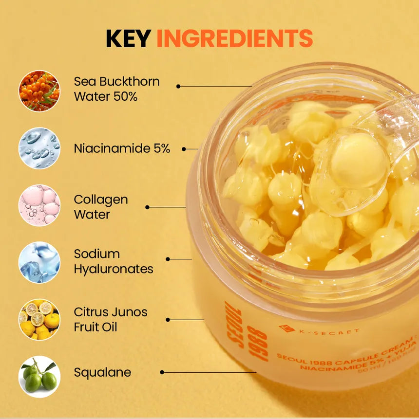 KSecret - SEOUL 1988 Capsule Cream : Niacinamide 5% + Yuja | Crema 50 ml