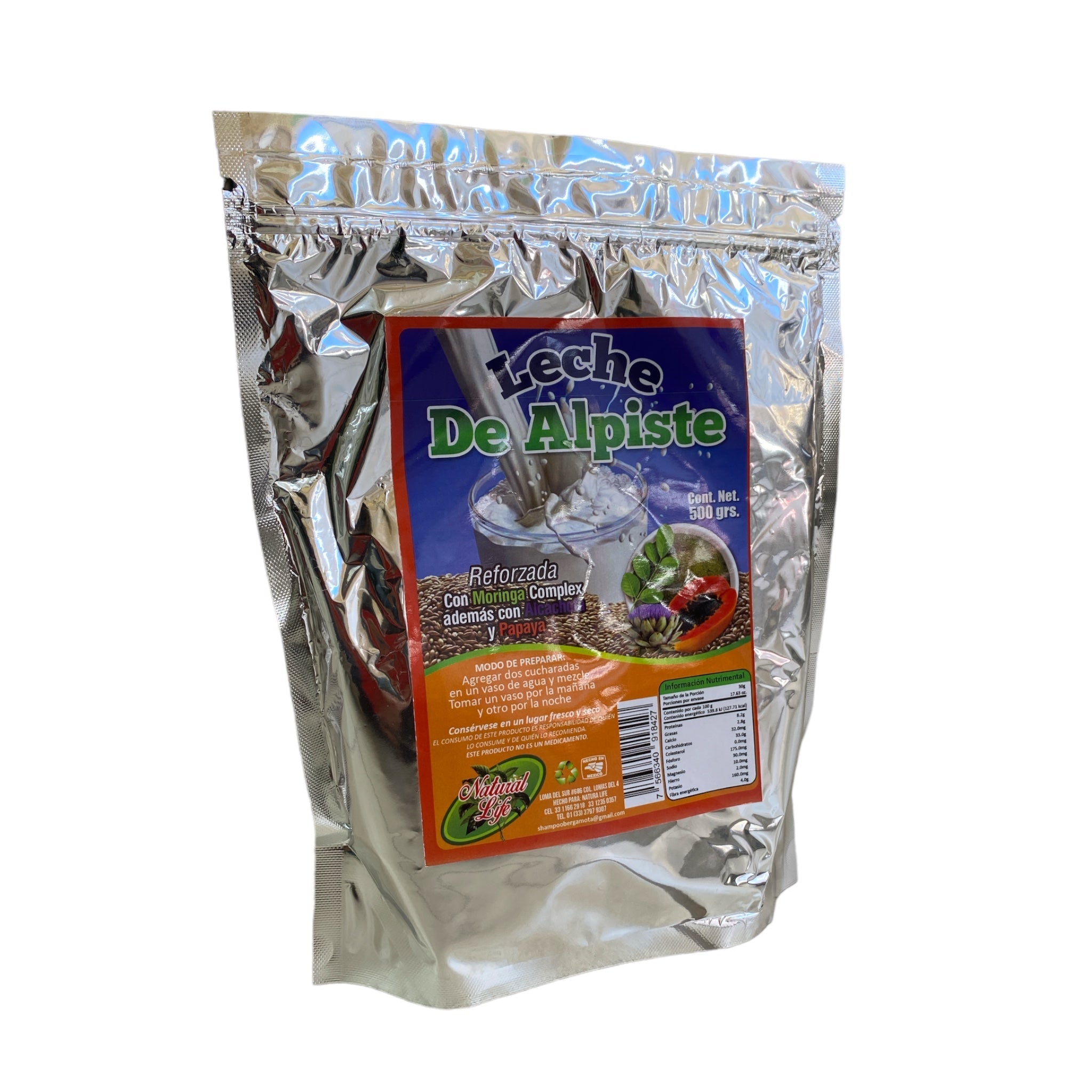 LECHE DE ALPISTE REFORZADA C/ MORINGA, ALCACHOFA Y PAPAYA C/ 500 GR NATURAL LIFE