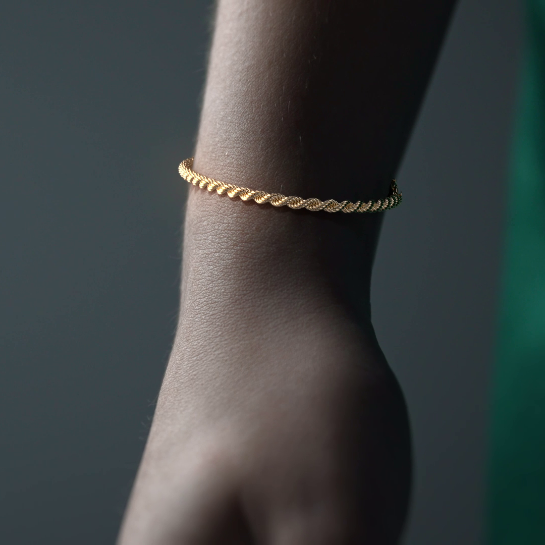 Pulsera de Oro 10K para Hombre Estilo Torsal Italiano | Brazalete Masculino Elegante