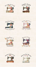 Panel de Tela Máquinas de Coser Floral - Happy Place - Timeless Treasures - 60 x 110 cm  Crema