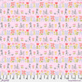 1/2 metro de Líneas de Mujeres, Flores y Bicicletas sobre rosa Bon Jour Paris Anne Keenan