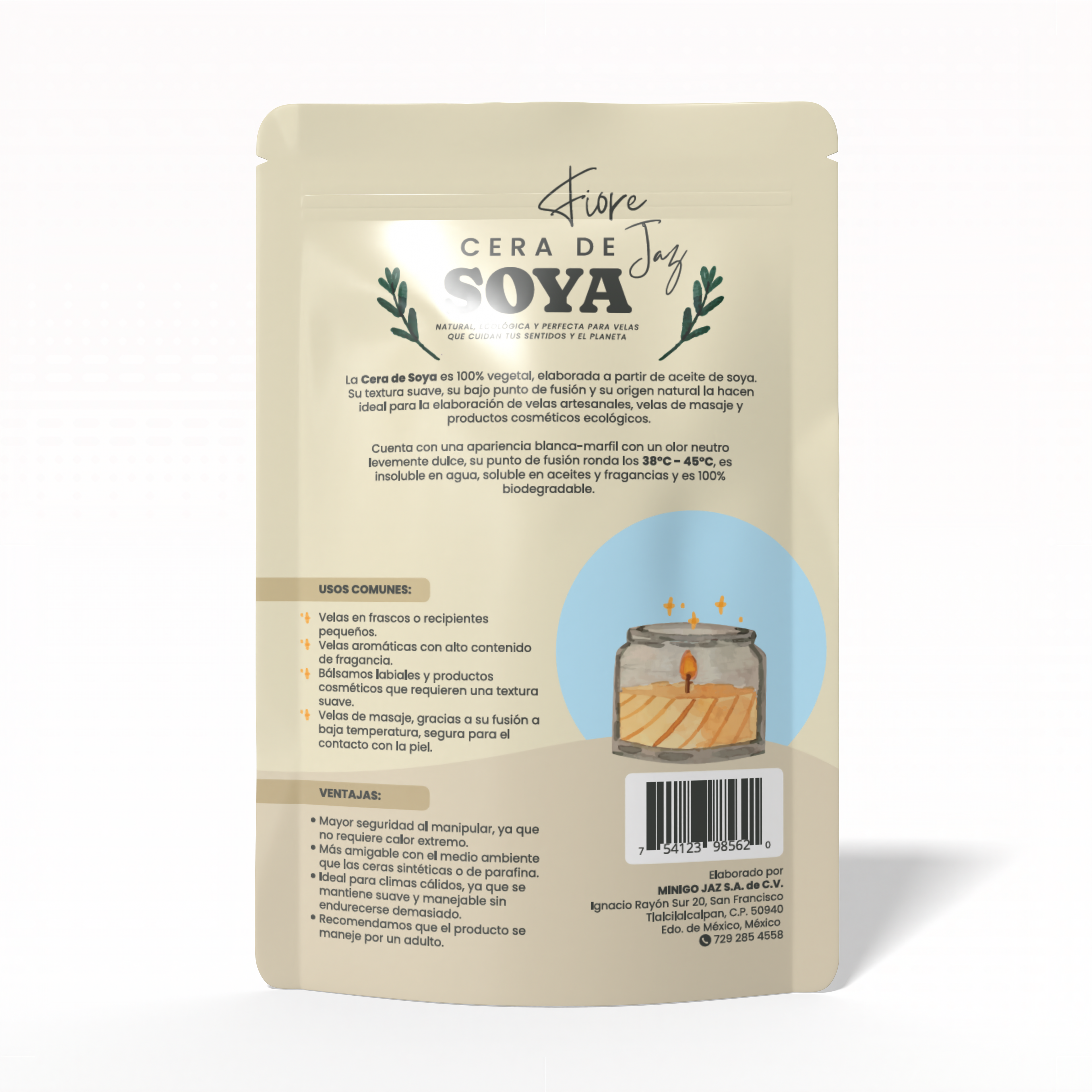 Cera de Soya de Bajo Punto de Fusión – para Velas y Masajes