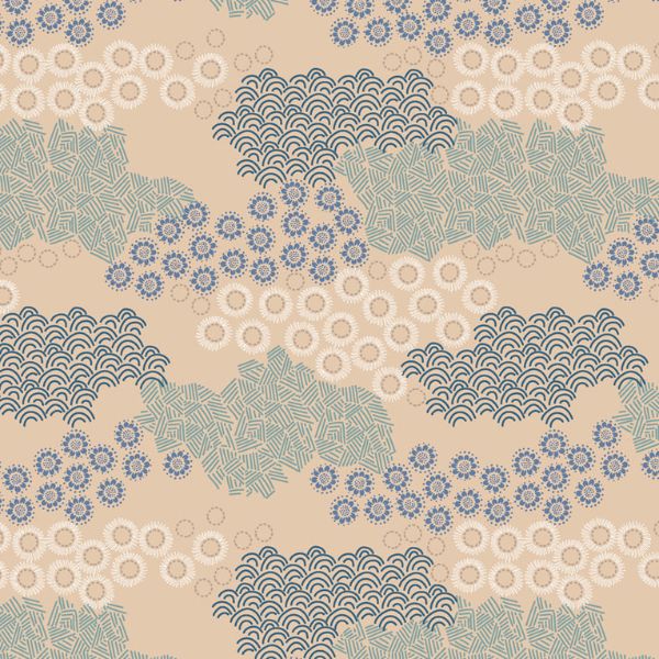 1/2 metro de Nubes beige, blanco y azul Hajime Lewis & Irene