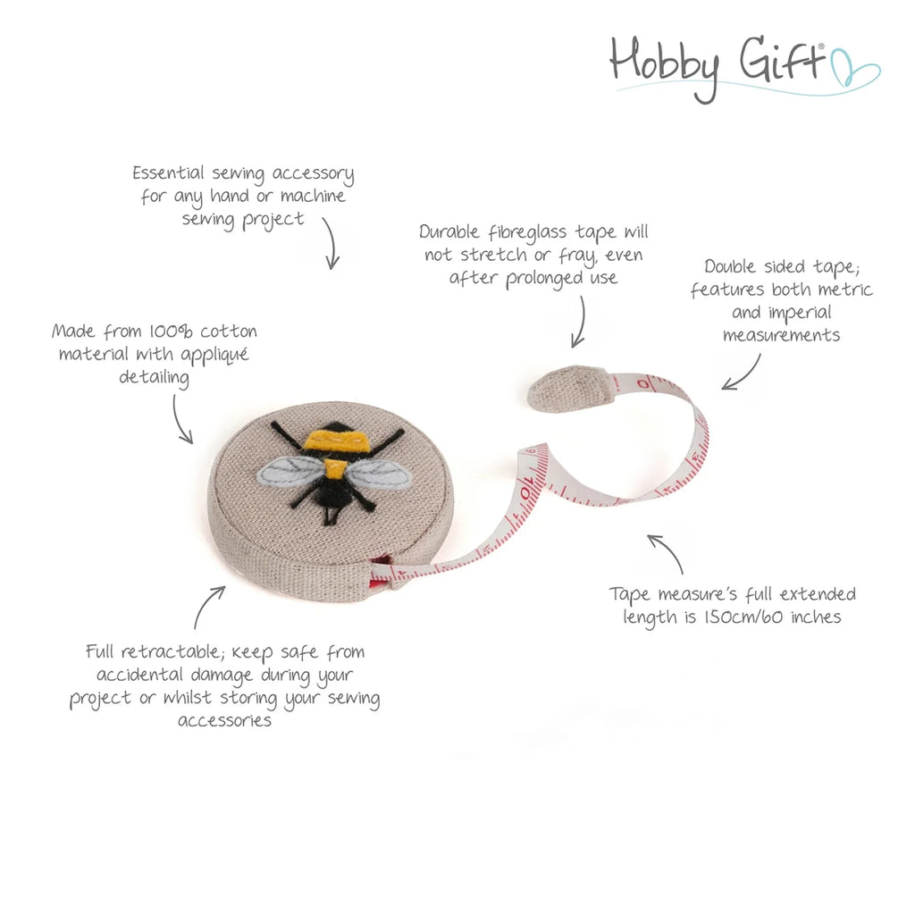 Cinta métrica con apliqué y bordado de abeja