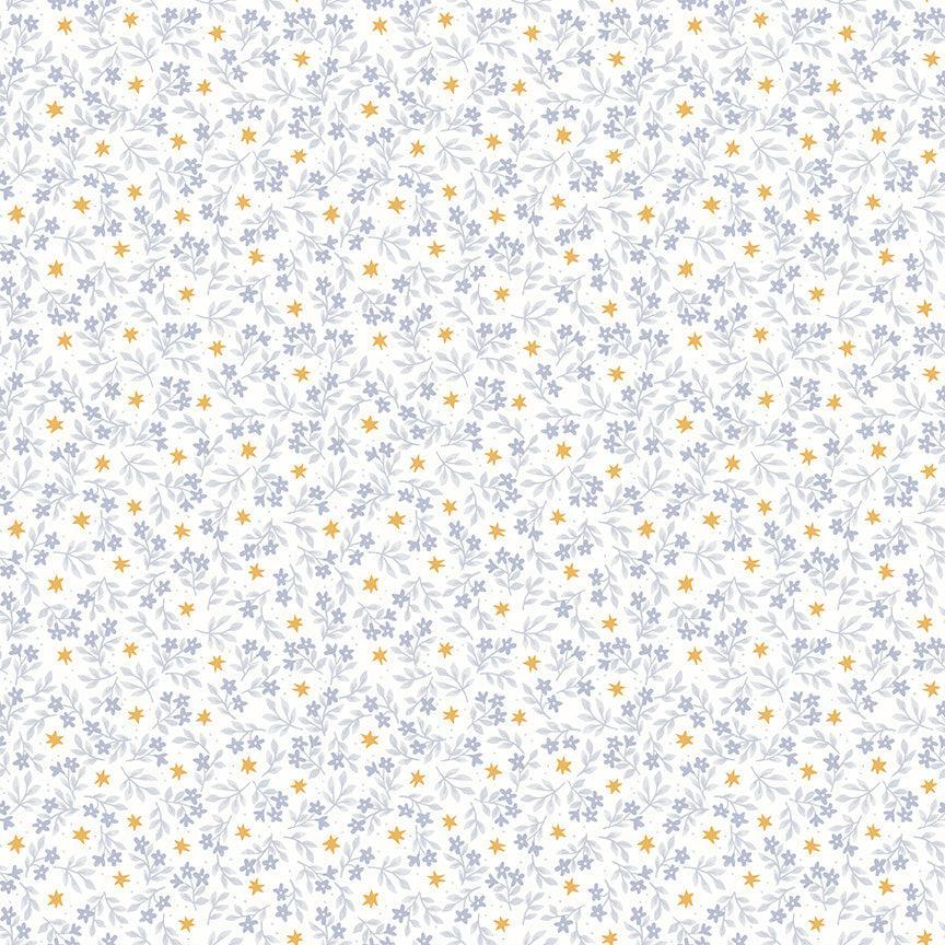 1/2 metro de Jazmín floral sobre blanco Brilla Brilla Estrellita