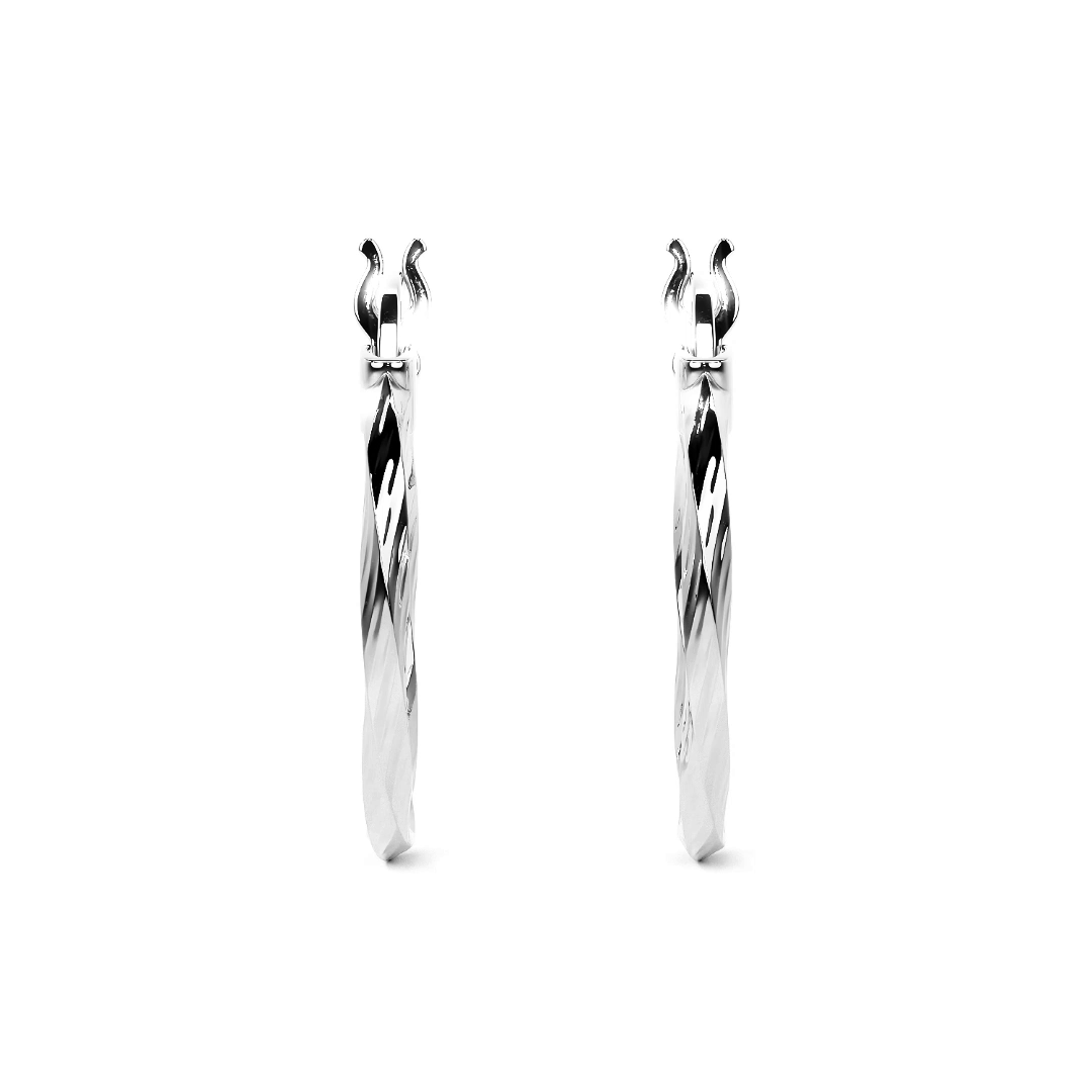 Arete De Plata 925 Para Mujer Con Diamantado Torsal