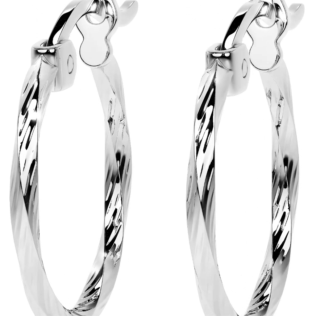Arete De Plata 925 Extra ligero Para Mujer Con Diamantado Torsal