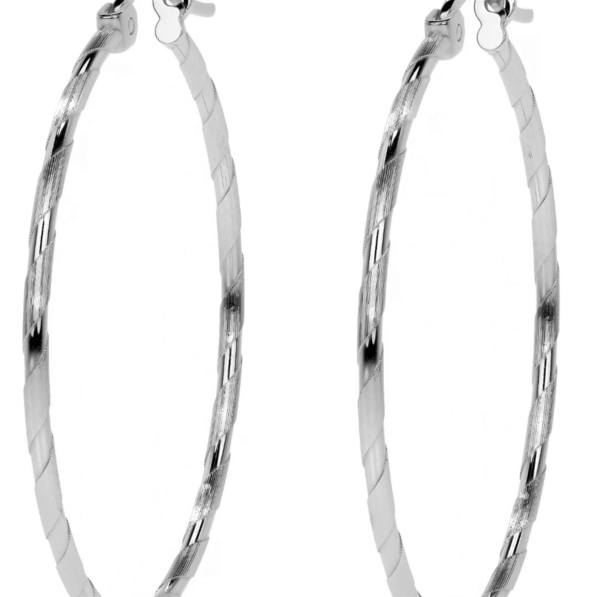 Arete De Plata 925 Extra Ligero Para Mujer Con Diamantado Cordon Blue