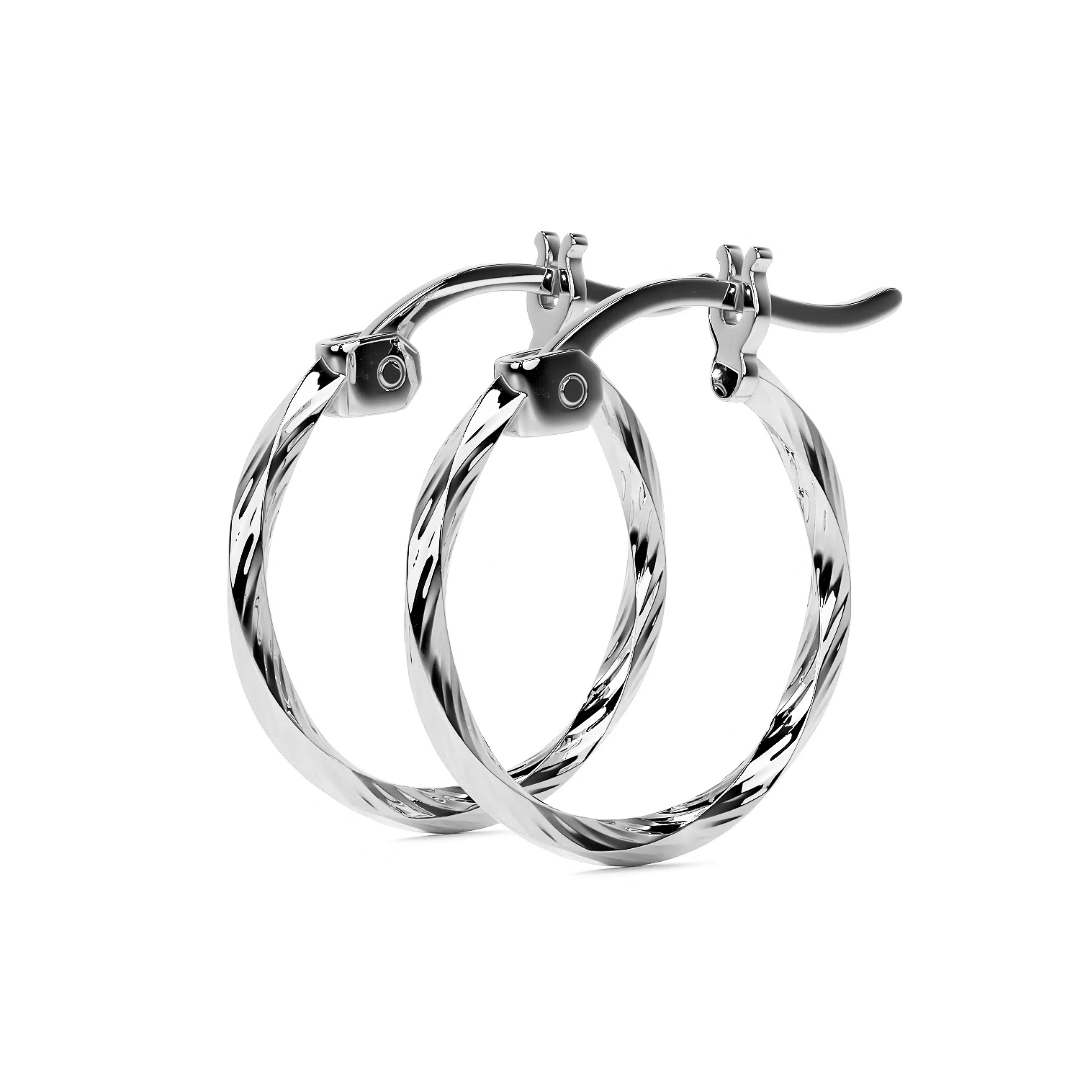 Arete De Plata 925 Para Mujer Con Diamantado Torsal