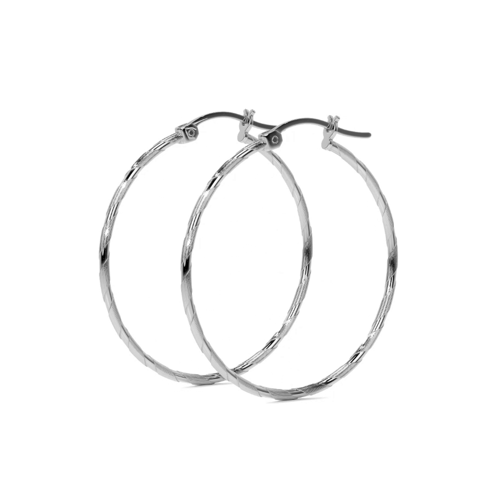 Arete De Plata 925 Extra Ligero Para Mujer Con Diamantado Cordon Blue