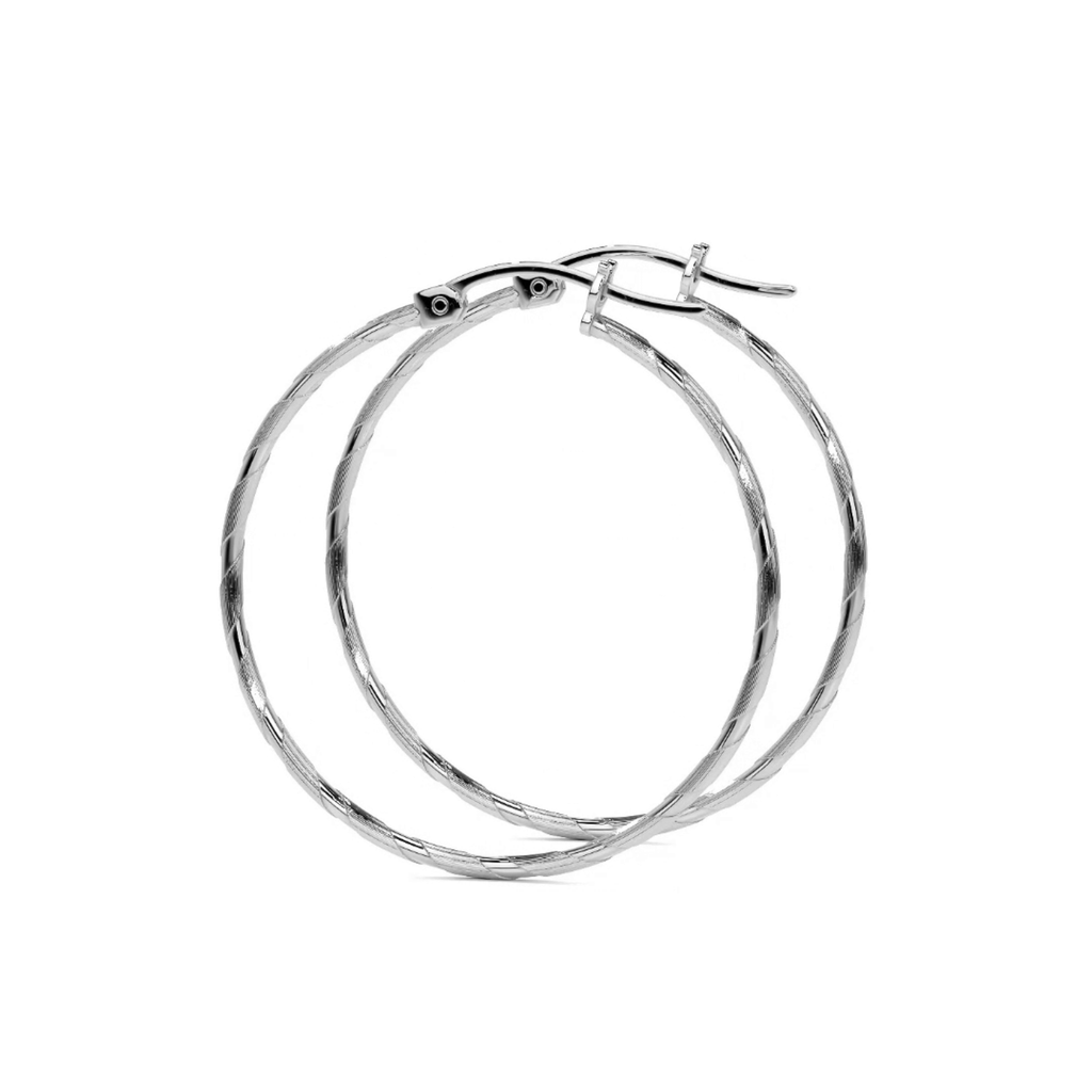 Arete De Plata 925 Extra Ligero Para Mujer Con Diamantado Cordon Blue