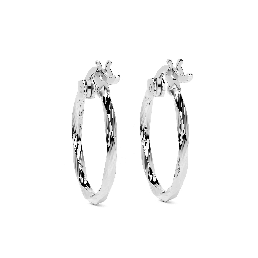 Arete De Plata 925 Extra ligero Para Mujer Con Diamantado Torsal