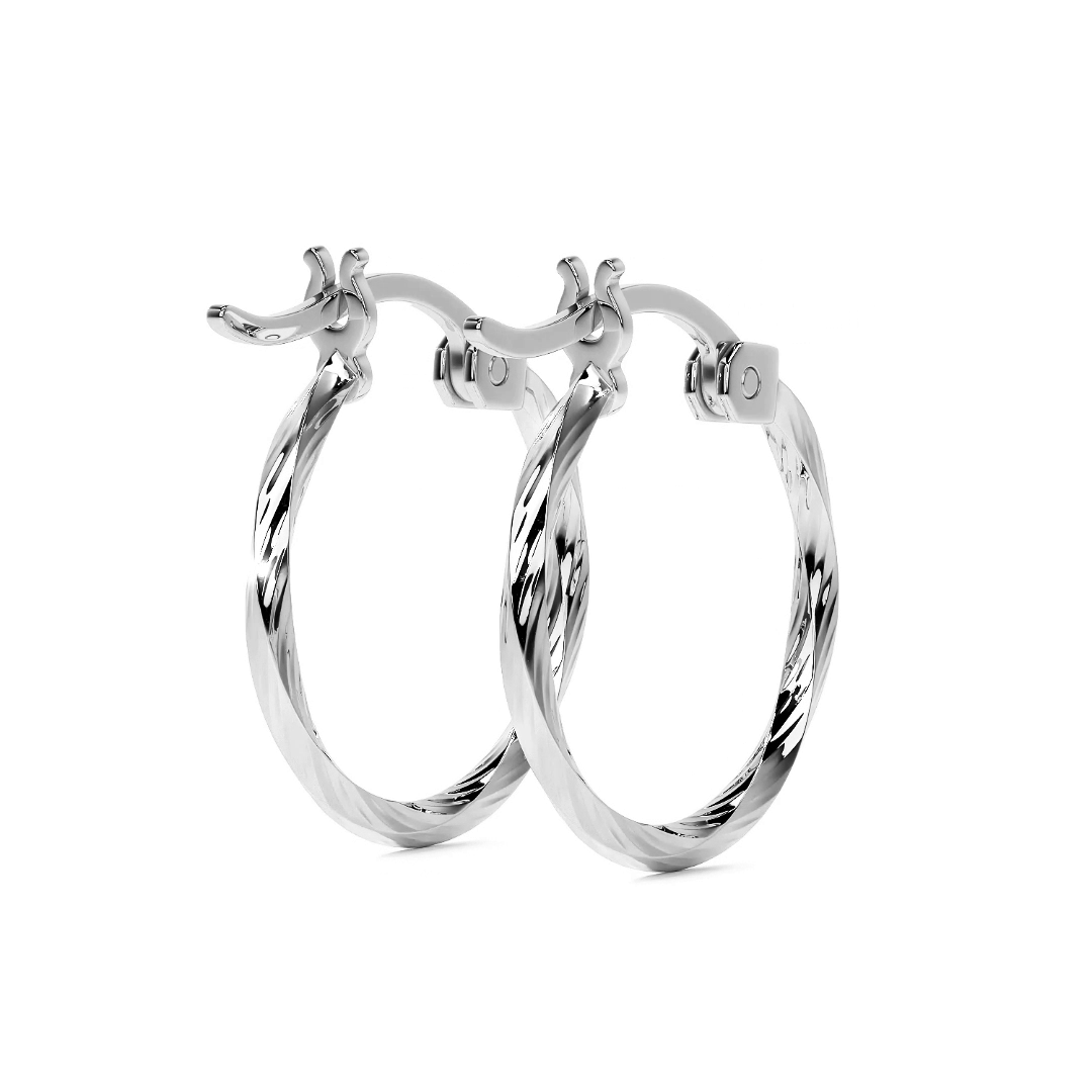 Arete De Plata 925 Extra ligero Para Mujer Con Diamantado Torsal