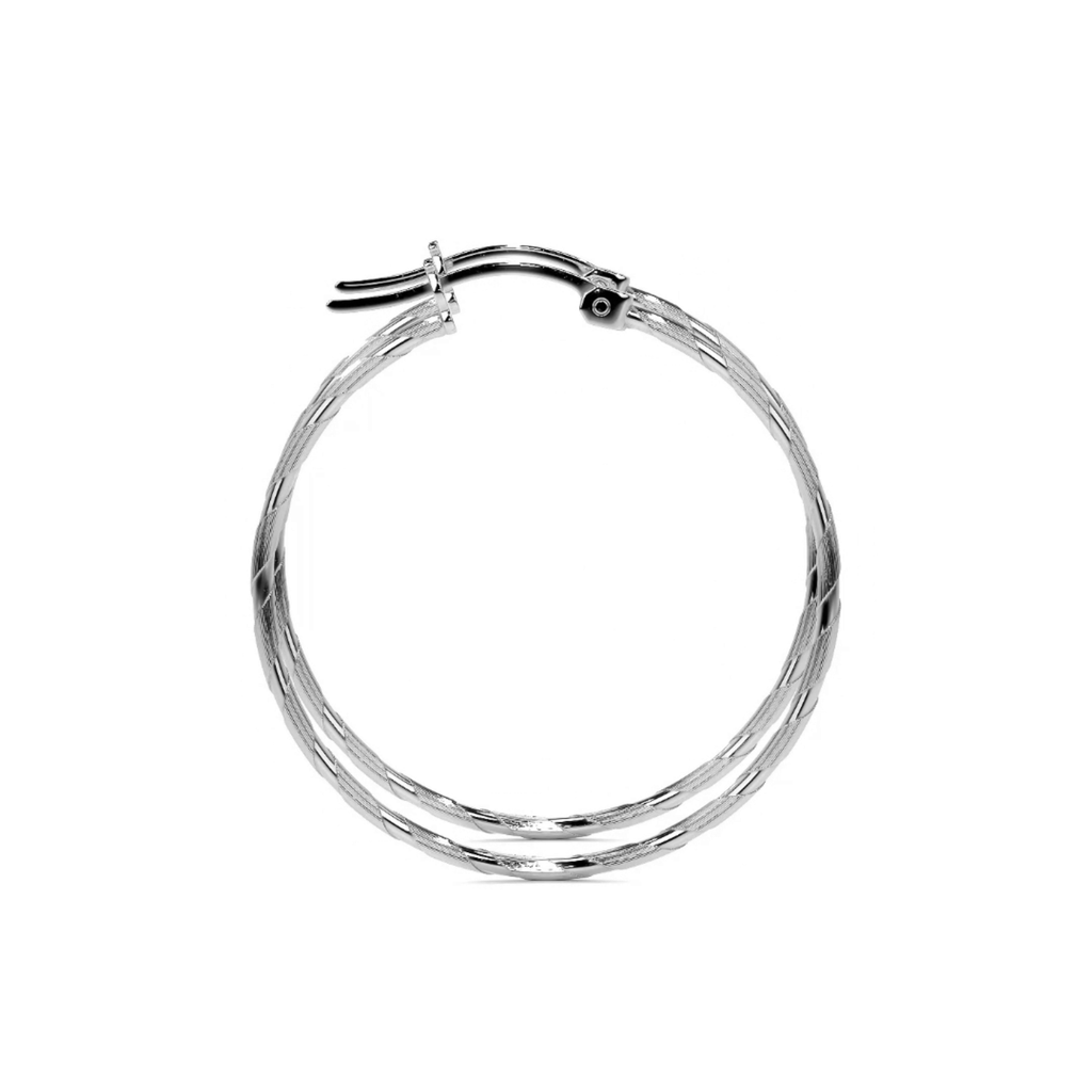 Arete De Plata 925 Extra Ligero Para Mujer Con Diamantado Cordon Blue