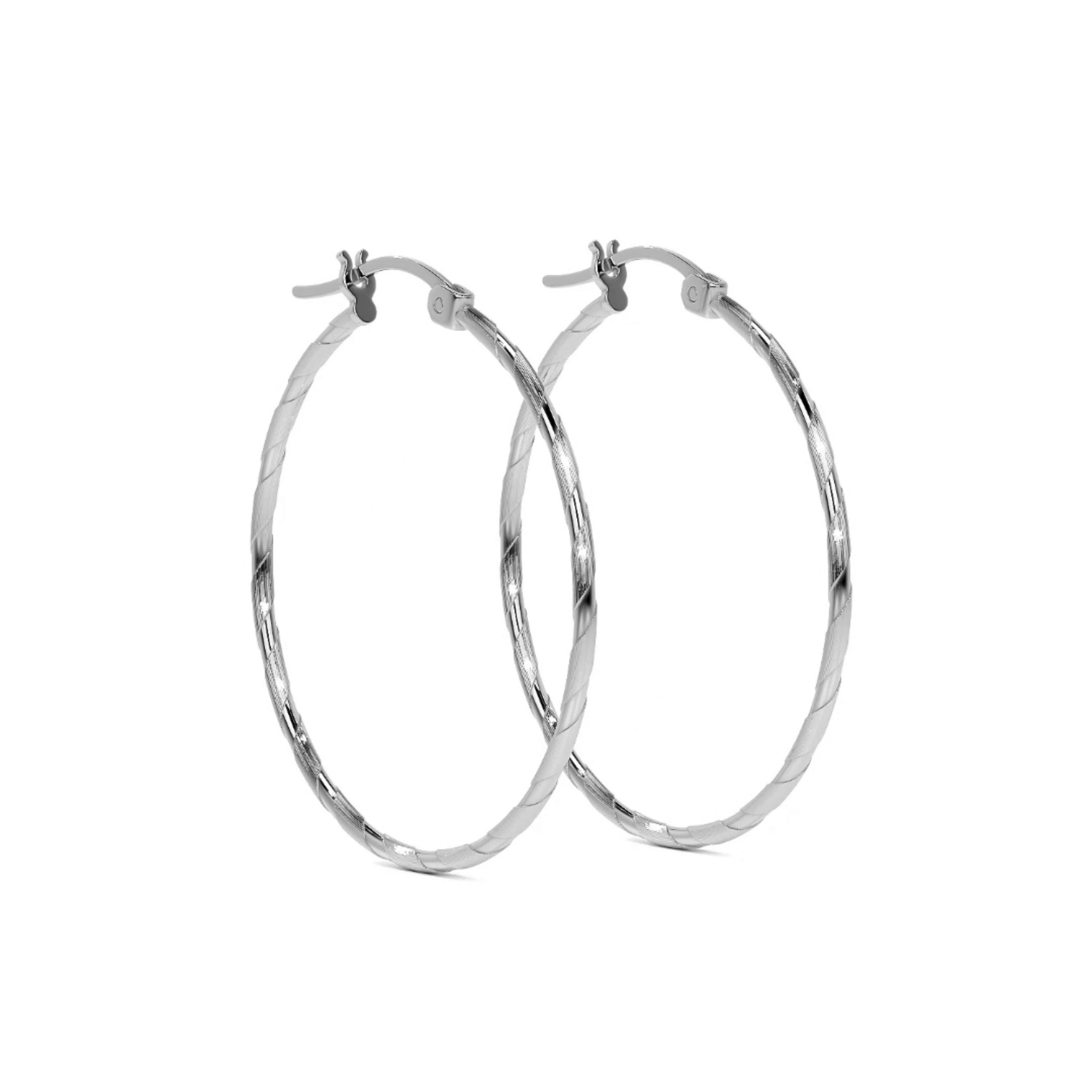 Arete De Plata 925 Extra Ligero Para Mujer Con Diamantado Cordon Blue
