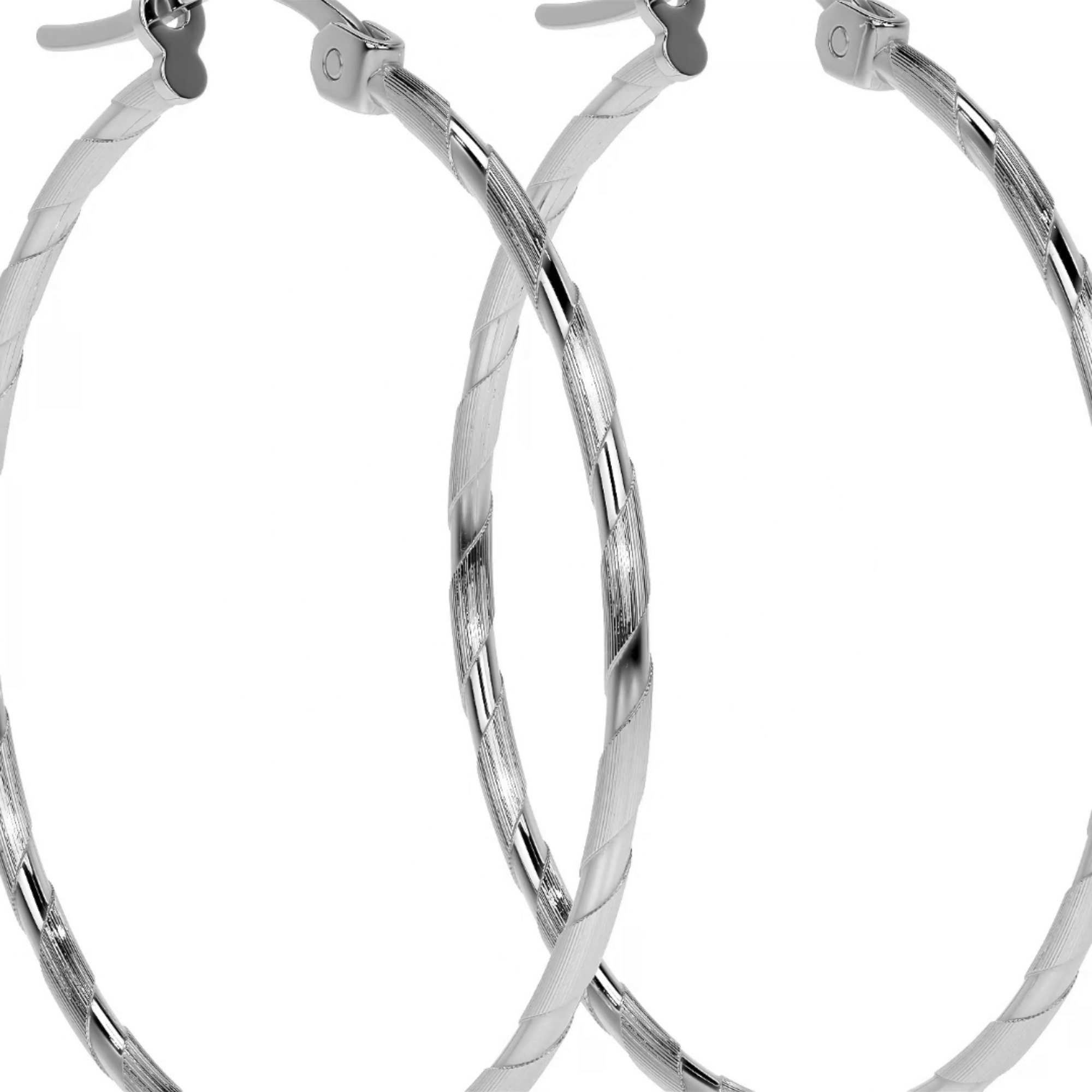 Arete De Plata 925 Extra Ligero Para Mujer Con Diamantado Cordon Blue