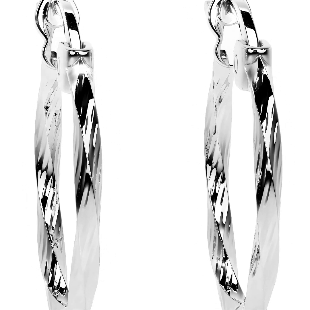 Arete De Plata 925 Para Mujer Con Diamantado Torsal
