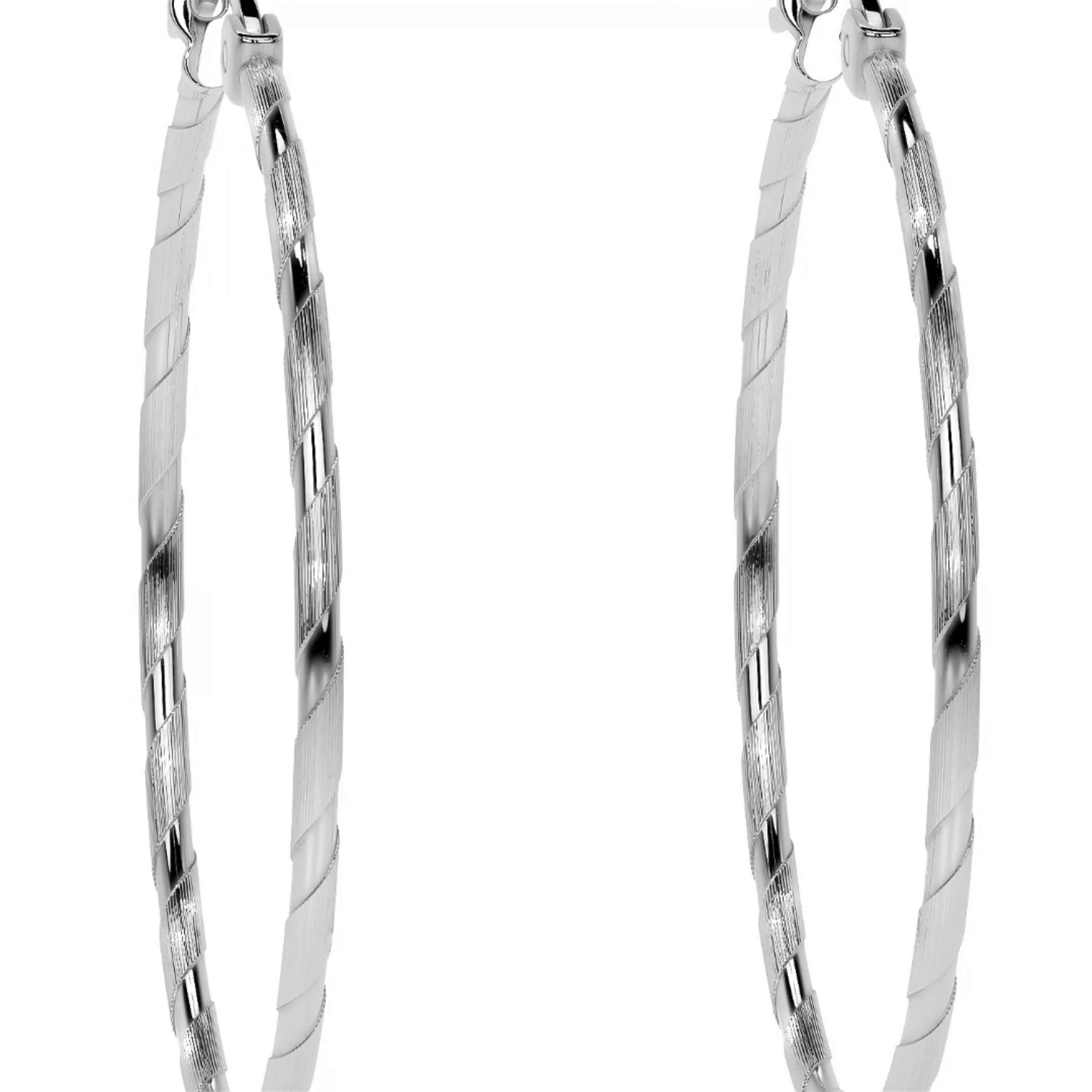 Arete De Plata 925 Extra Ligero Para Mujer Con Diamantado Cordon Blue