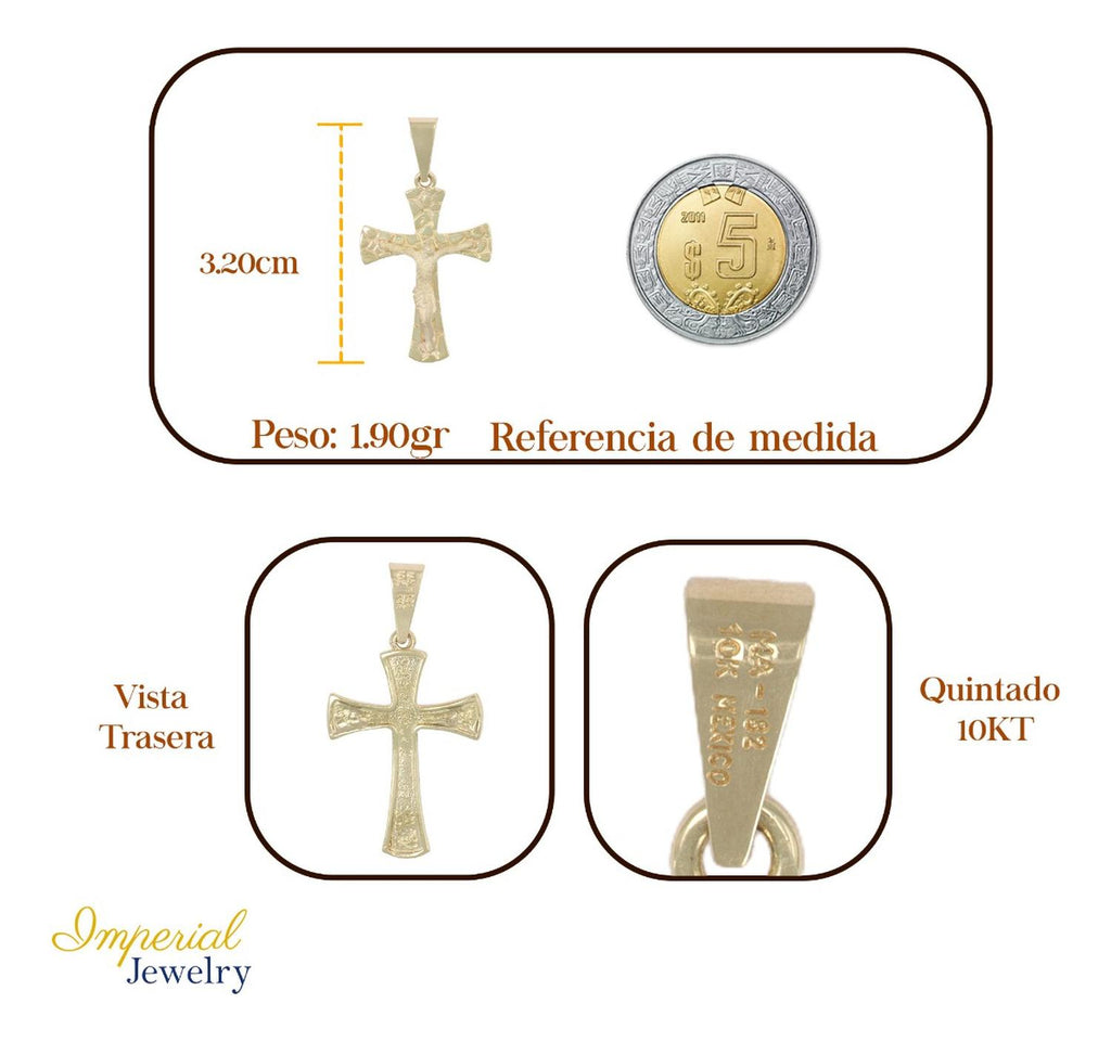 Dije En Figura De Cruz Con Cristo Arenado En Oro 10k 2.0 Grm