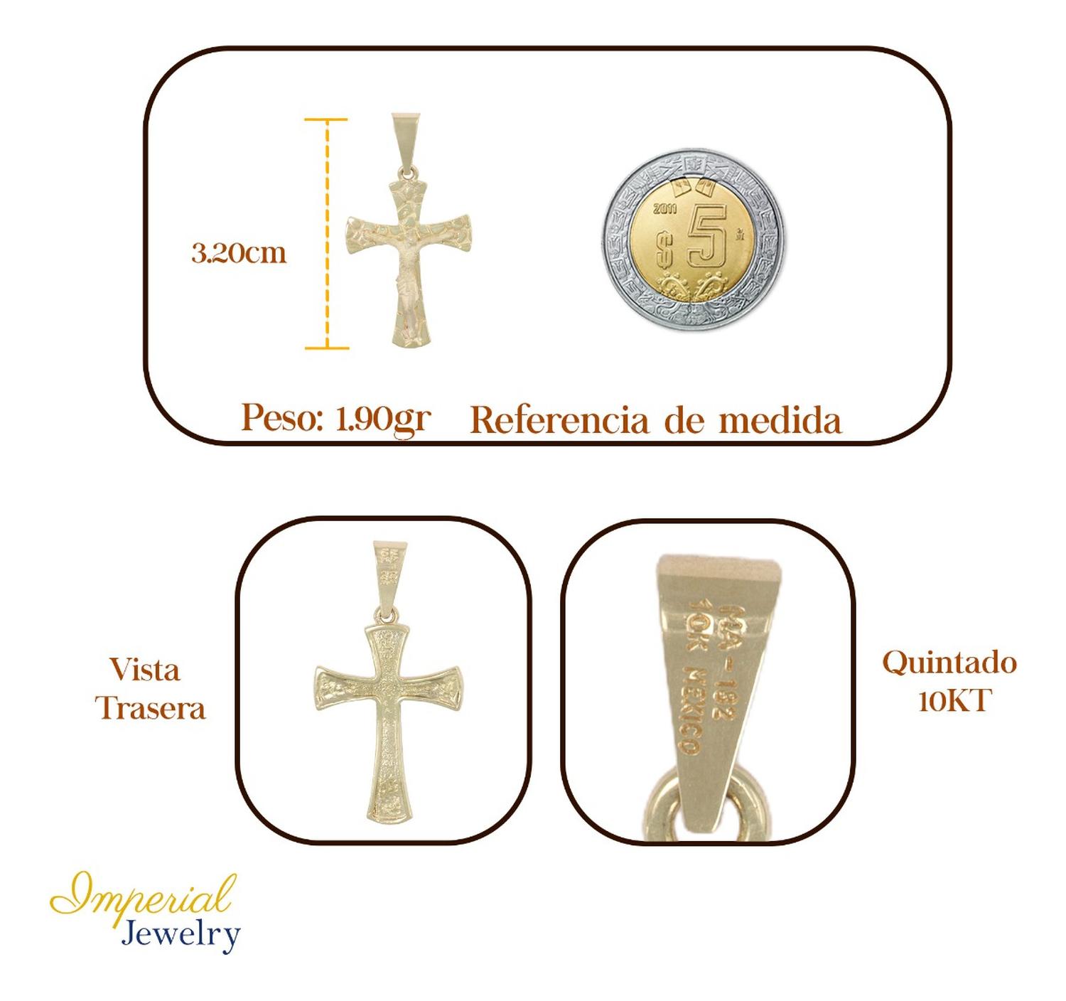 Dije En Figura De Cruz Con Cristo Arenado En Oro 10k 2.0 Grm