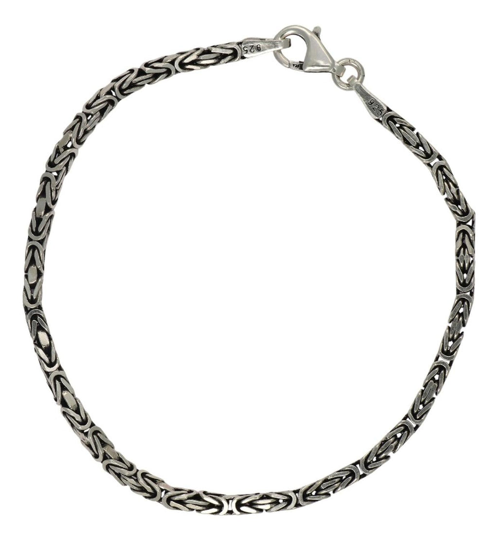 Pulsera De Plata 925 Bizantino 20cm Calibre 2.6 Mm Italiana