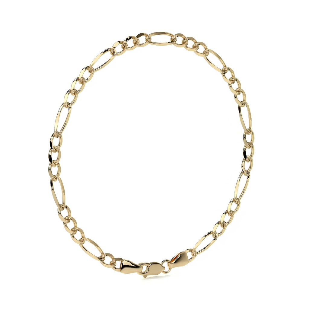 Pulsera de Oro 10K Estilo Figaro Italiano | Brazalete Elegante de Joyería Fina