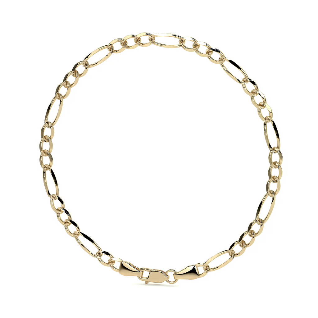 Pulsera de Oro 10K Estilo Figaro Italiano | Brazalete Elegante de Joyería Fina