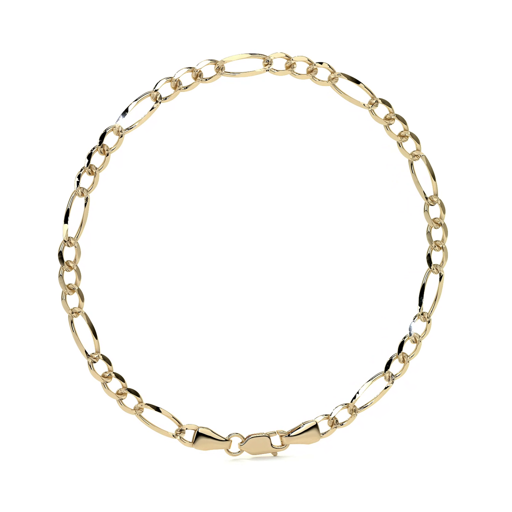 Pulsera de Oro 10K Estilo Figaro Italiano | Brazalete Elegante de Joyería Fina