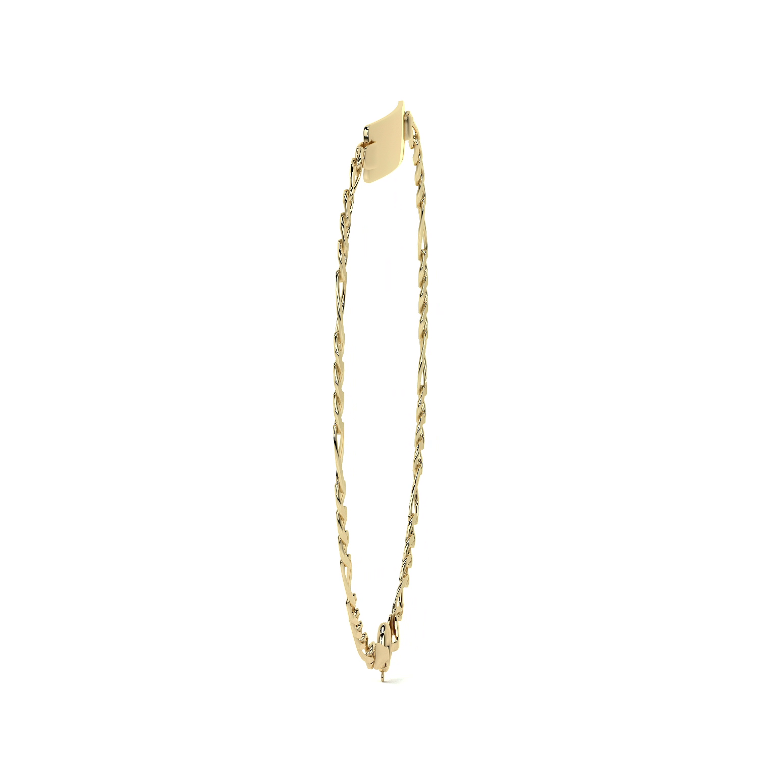 Pulsera Esclava de Oro 10K Estilo Fígaro 3x1 con Placa | Joyería Italiana