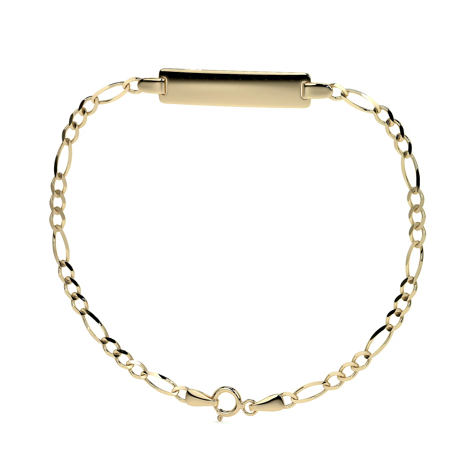 Pulsera Esclava de Oro 10K Estilo Fígaro 3x1 con Placa | Joyería Italiana