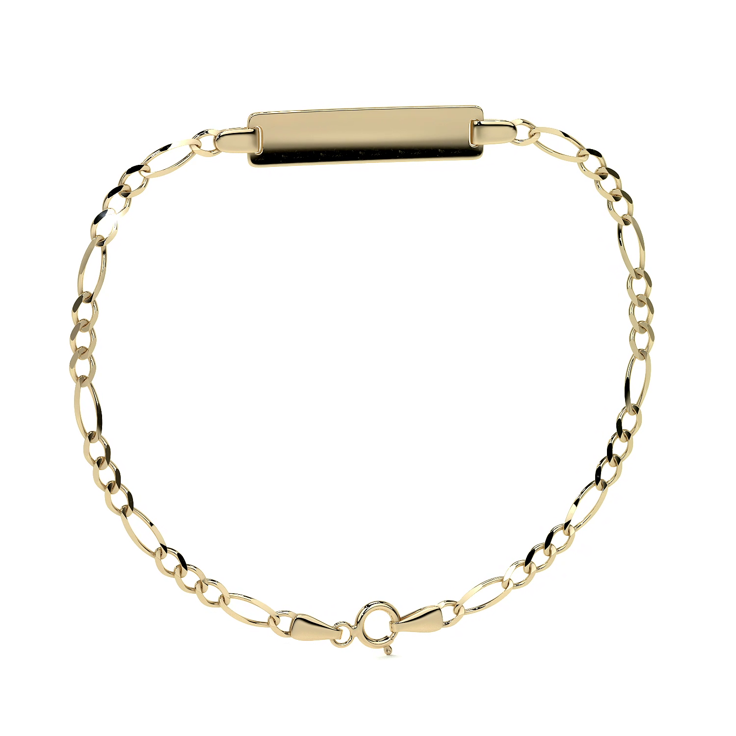 Pulsera Esclava de Oro 10K Estilo Fígaro 3x1 con Placa | Joyería Italiana