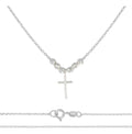 Collar De Cruz De Plata 925 Con Bola Diamantada De 45 Cm