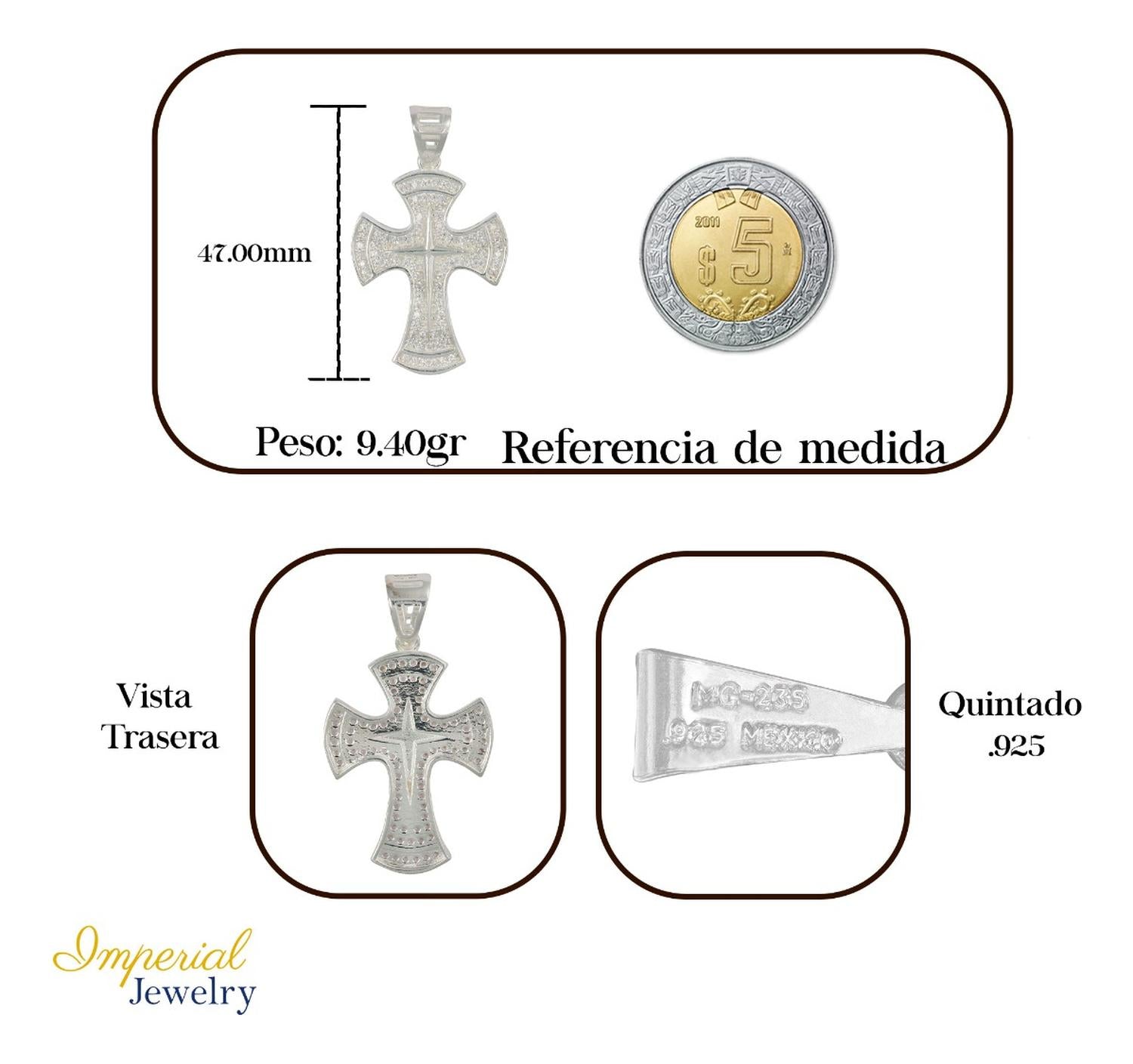 Dije Turco De Plata Ley 925 De Cruz Gresa Con Zirconia