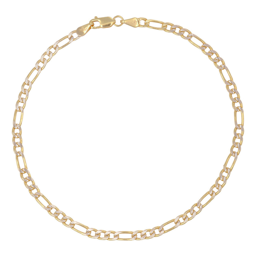 Pulsera Italiana Figaro Pave De 10 Quilates 3.2mm, 21.5 Cm