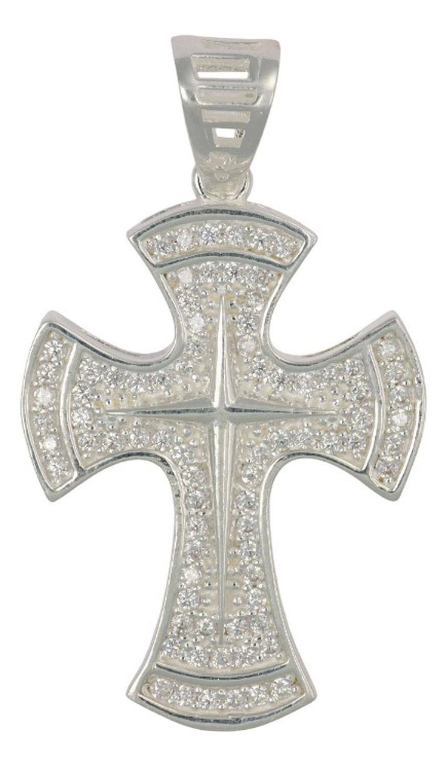 Dije Turco De Plata Ley 925 De Cruz Gresa Con Zirconia