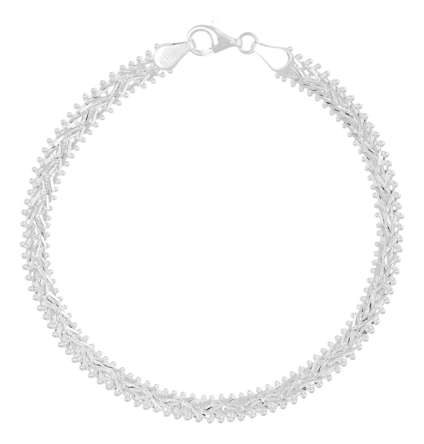 Pulsera De Plata 925 Armado A Mano Estilo Petatillo 18 Cm