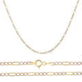 Cadena De Oro Italiano 10k Figaro 3x1 Pave 50 Cm 2.3mm