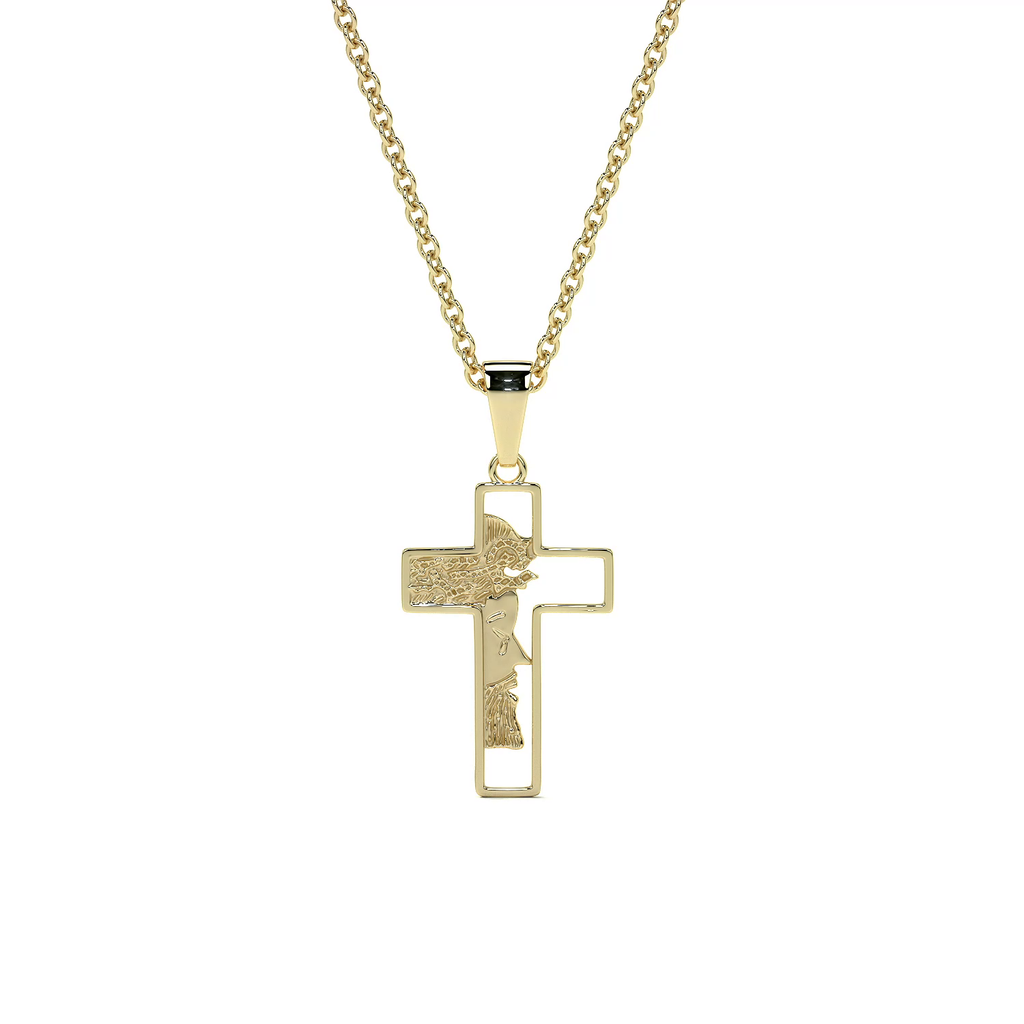 Collar de Cruz de Oro 10K con Rostro de Cristo