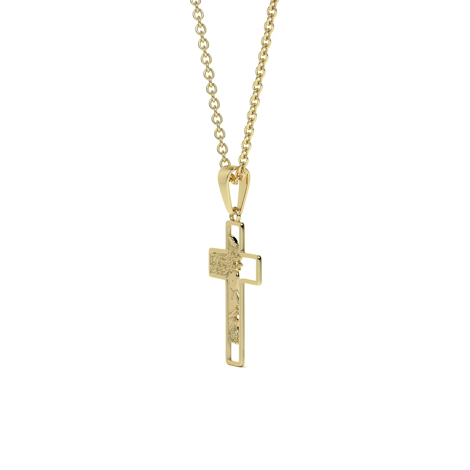 Dije de Cruz de Oro 10K con Rostro de Cristo – Elegancia y Fe para Hombre