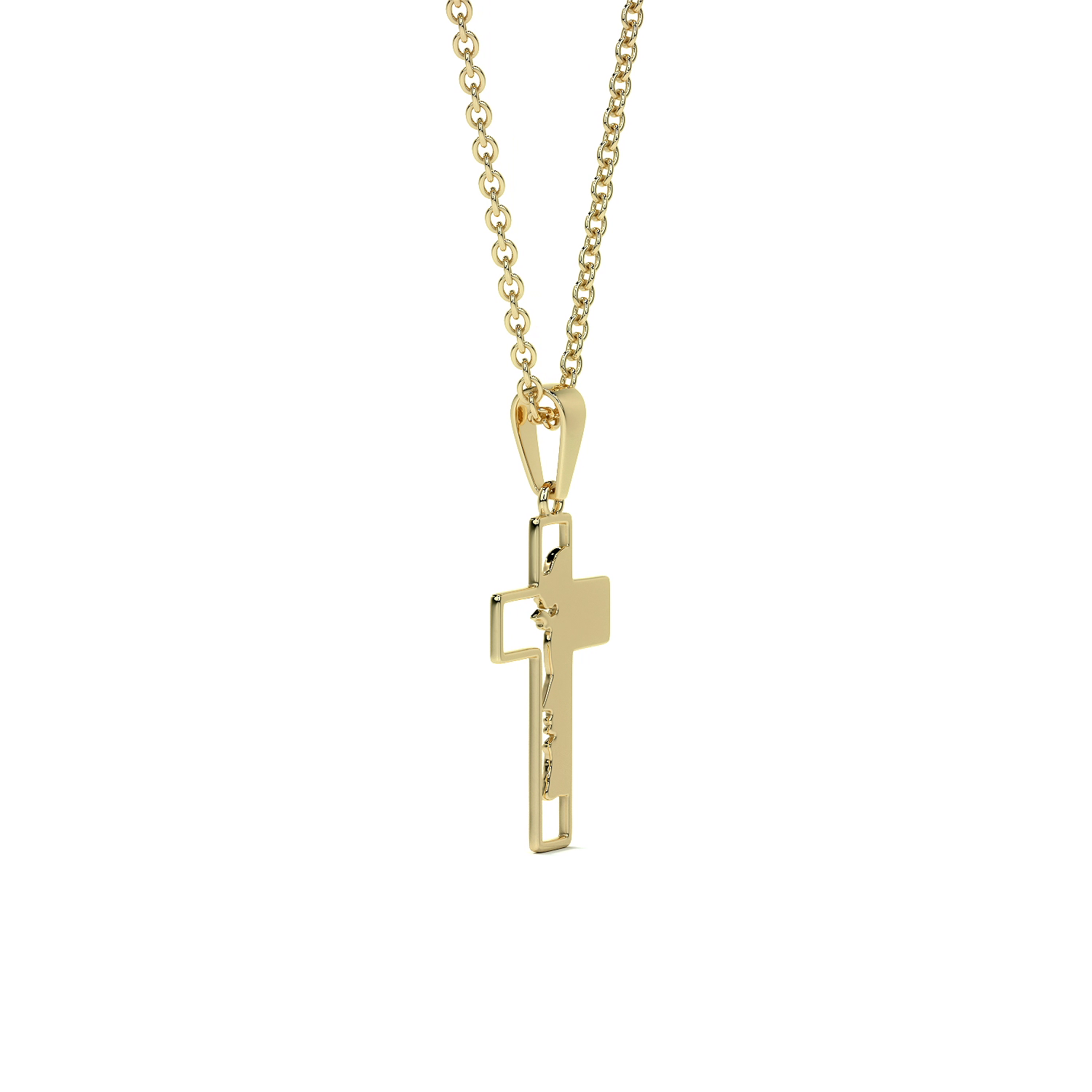 Collar de Cruz de Oro 10K con Rostro de Cristo