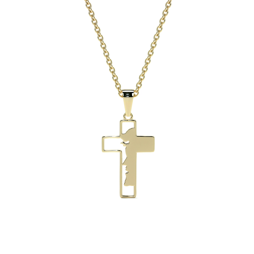 Dije de Cruz de Oro 10K con Rostro de Cristo – Elegancia y Fe para Hombre