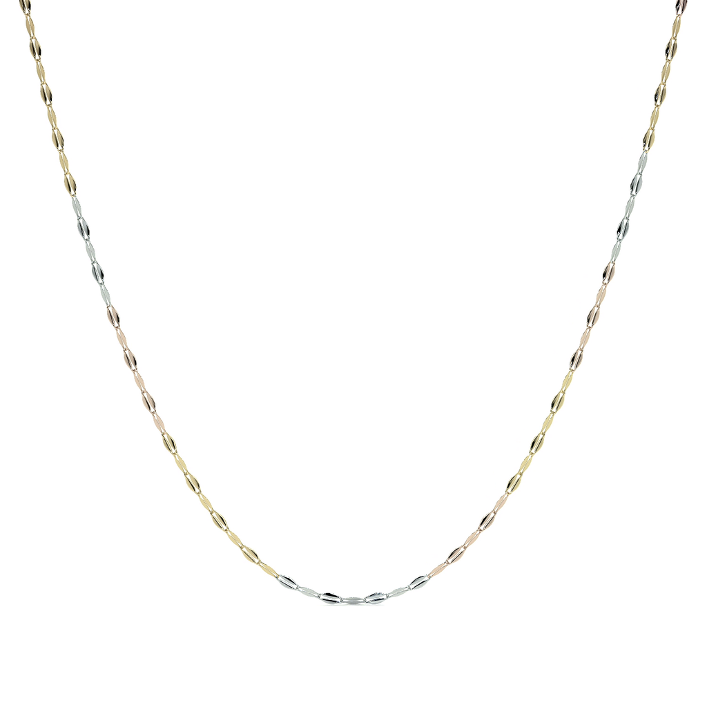Cadena De Oro Italiano 10k, Grano De Café 3 colores, calibre 1.5mm
