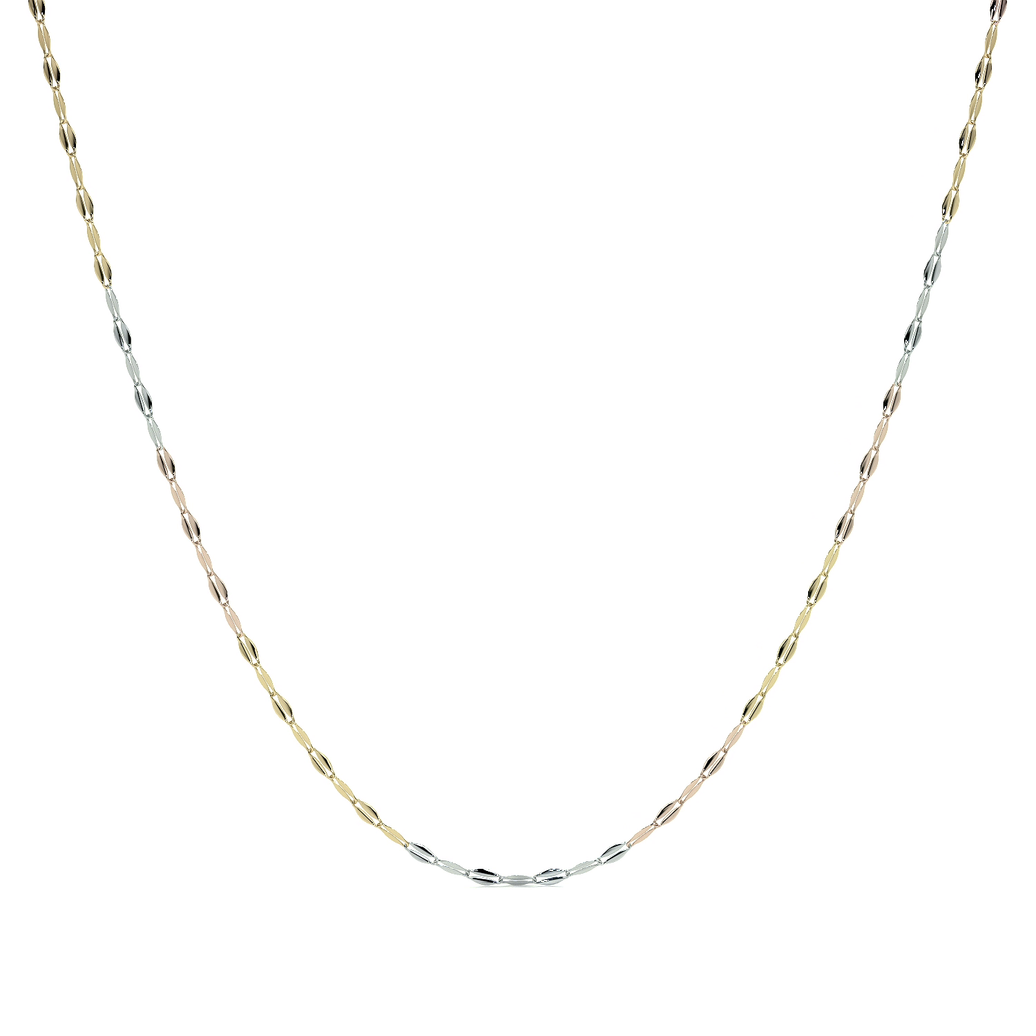 Cadena De Oro Italiano 10k, Grano De Café 3 colores, calibre 1.5mm
