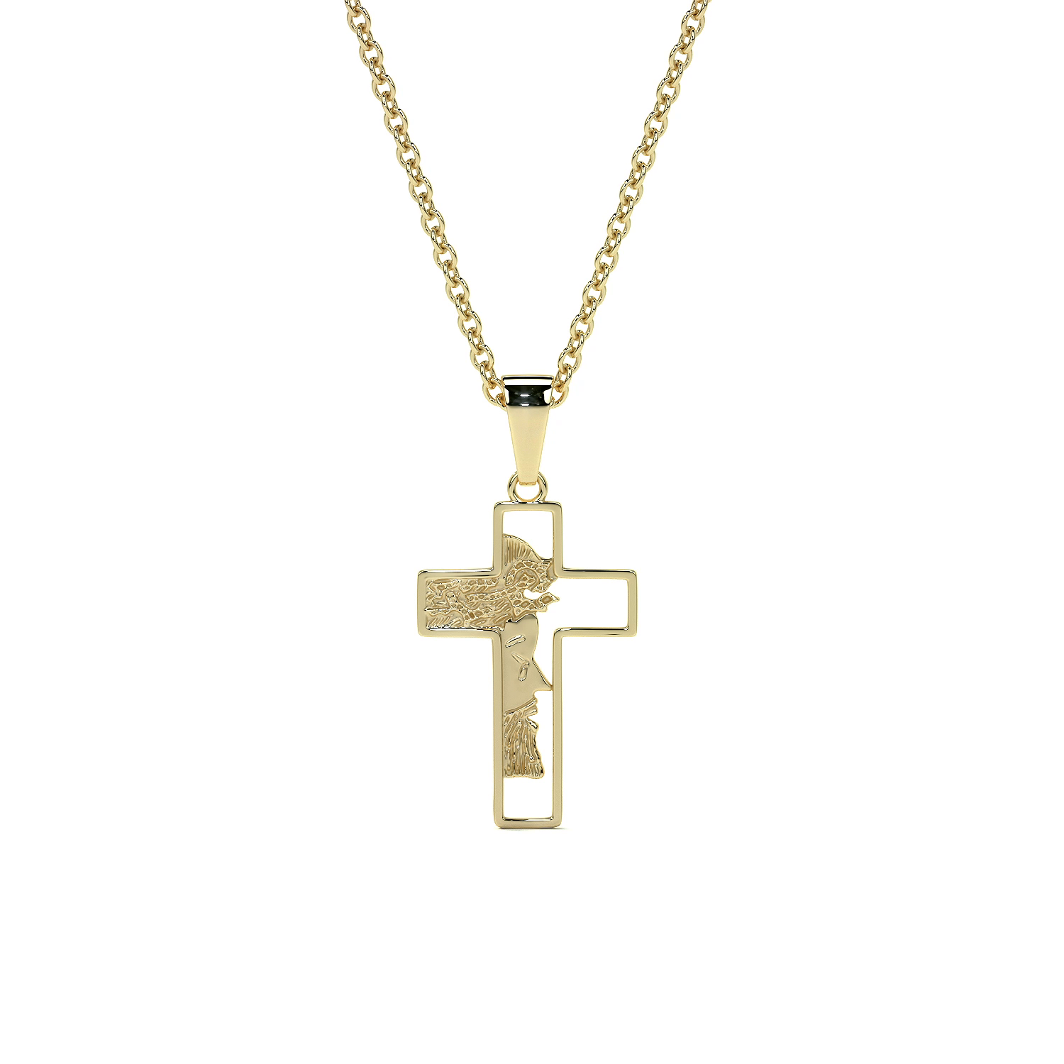 Collar de Cruz de Oro 10K con Rostro de Cristo
